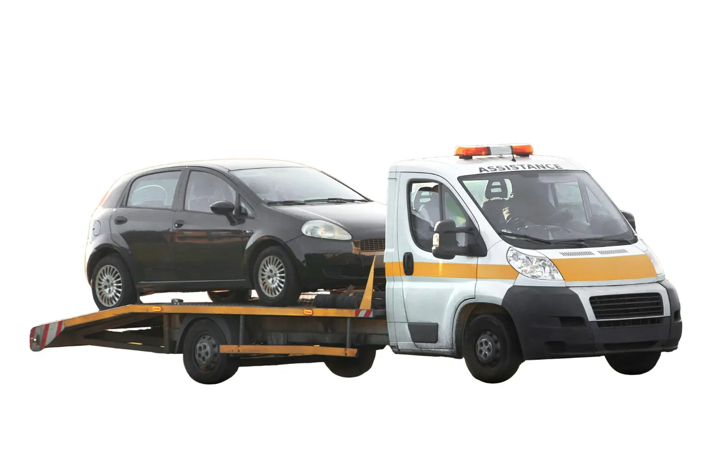 Fatih'te beyaz platformlu çekicide taşınan hatchback otomobil